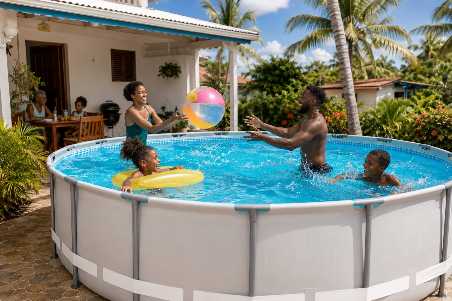 La piscine hors-sol : le rafraîchissement du quotidien antillais.